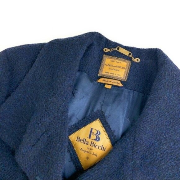 Bella Bicchí by Sal Alpaca & Mohair Blue Pea Coat - Picture 2 of 8